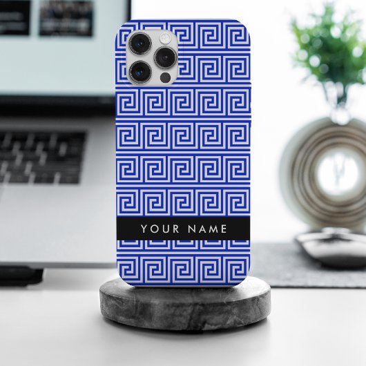 Grieks Meander Key Blue, Jouw naam, Personaliseren Case-Mate iPhone Case