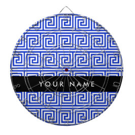 Grieks Meander Key Blue, Jouw naam, Personaliseren Dartbord