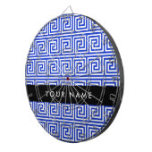 Grieks Meander Key Blue, Jouw naam, Personaliseren Dartbord (Voorkant Rechts)