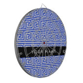 Grieks Meander Key Blue, Jouw naam, Personaliseren Dartbord (Voorkant Links)