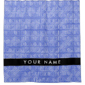 Grieks Meander Key Blue, Jouw naam, Personaliseren Douchegordijn (Voorkant)