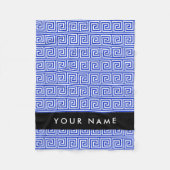 Grieks Meander Key Blue, Jouw naam, Personaliseren Fleece Deken (Voorkant)