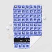 Grieks Meander Key Blue, Jouw naam, Personaliseren Golfhanddoek (Insitu)