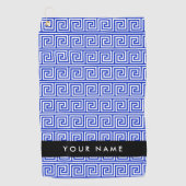 Grieks Meander Key Blue, Jouw naam, Personaliseren Golfhanddoek (Voorkant)