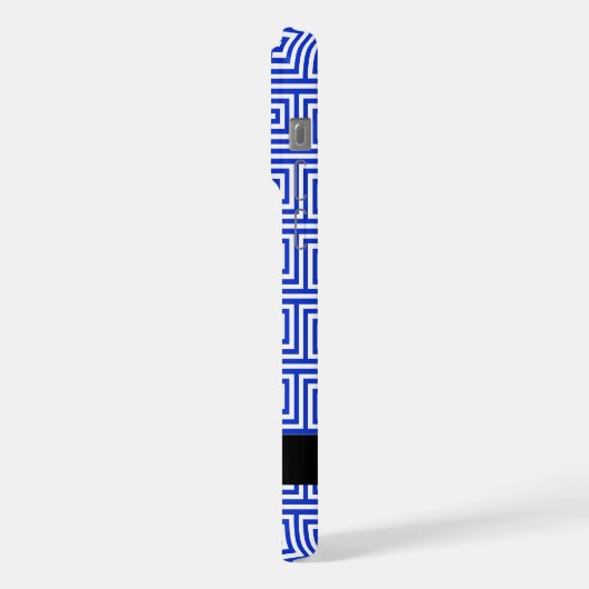 Grieks Meander Key Blue, Jouw naam, Personaliseren iPhone Hoesje (Linkerkant)