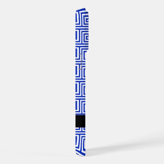 Grieks Meander Key Blue, Jouw naam, Personaliseren iPhone Hoesje (Rechterkant)