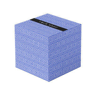 Grieks Meander Key Blue, Jouw naam, Personaliseren Kubus