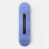 Grieks Meander Key Blue, Jouw naam, Personaliseren Persoonlijk Skateboard (Voorkant)