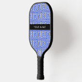 Grieks Meander Key Blue, Jouw naam, Personaliseren Pickleball Paddle (Links)