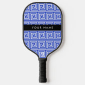 Grieks Meander Key Blue, Jouw naam, Personaliseren Pickleball Paddle (Voorkant)
