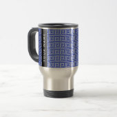 Grieks Meander Key Blue, Jouw naam, Personaliseren Reisbeker (Voorkant links)