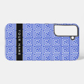 Grieks Meander Key Blue, Jouw naam, Personaliseren Samsung Galaxy Hoesje (Achterkant horizontaal)