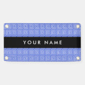 Grieks Meander Key Blue, Jouw naam, Personaliseren Spandoek (Horizontaal)