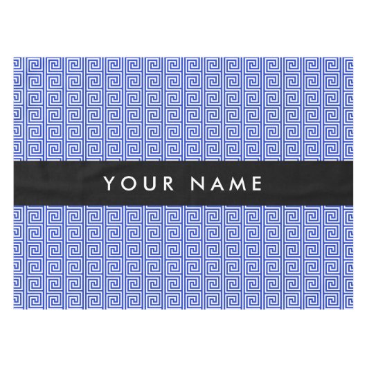 Grieks Meander Key Blue, Jouw naam, Personaliseren Tafelkleed (Voorkant (Horizontaal))