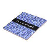 Grieks Meander Key Blue, Jouw naam, Personaliseren Tegeltje (Zijkant)