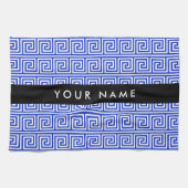 Grieks Meander Key Blue, Jouw naam, Personaliseren Theedoek (Horizontaal)