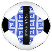 Grieks Meander Key Blue, Jouw naam, Personaliseren Voetbal (Gedraaid)