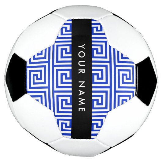 Grieks Meander Key Blue, Jouw naam, Personaliseren Voetbal (Gedraaid)