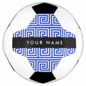 Grieks Meander Key Blue, Jouw naam, Personaliseren Voetbal (Voorkant)