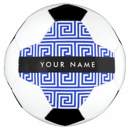 Grieks Meander Key Blue, Jouw naam, Personaliseren Voetbal