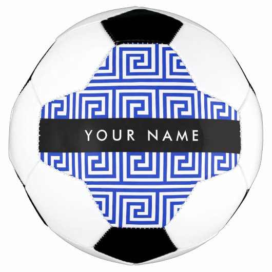 Grieks Meander Key Blue, Jouw naam, Personaliseren Voetbal (Voorkant)