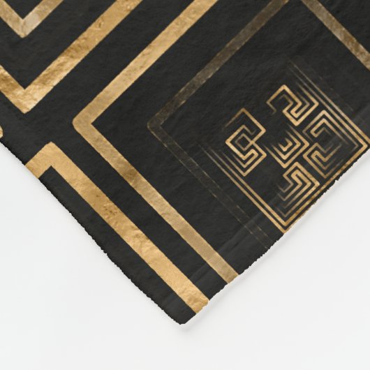 Grieks Meander Key patroon - gouden waterverf Fleece Deken (Hoek)