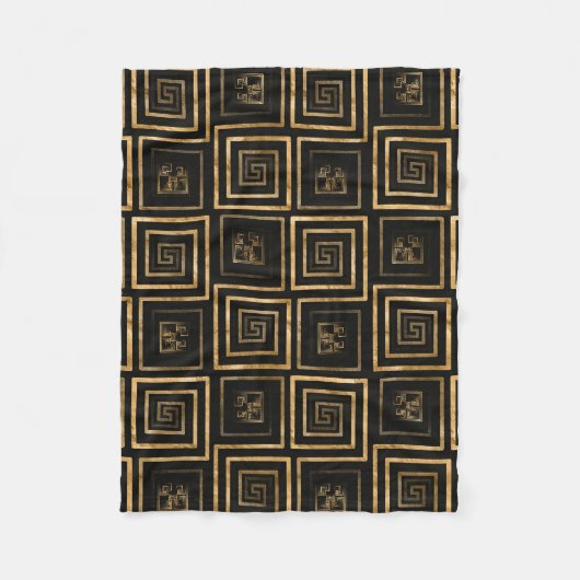 Grieks Meander Key patroon - gouden waterverf Fleece Deken (Voorkant)