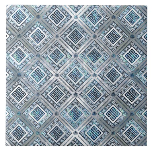 Grieks meander Key Pattern Abalone and pearl Tegeltje (Voorkant)