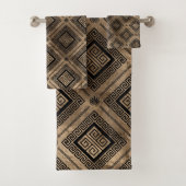 Grieks Meander Key Pattern Black and Gold Bad Handdoek (Insitu)