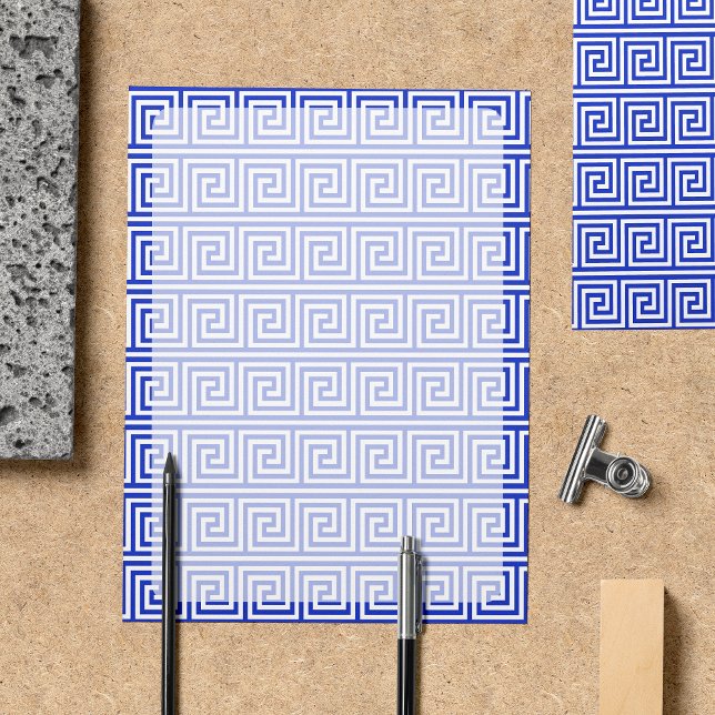 Grieks Meander Key Squares Patroon Blauw (Creator heeft geüpload)