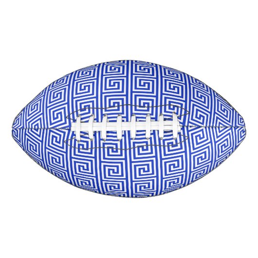 Grieks Meander Key Squares Patroon Blauw American Football (Voorkant)