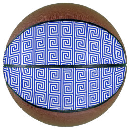 Grieks Meander Key Squares Patroon Blauw Basketbal