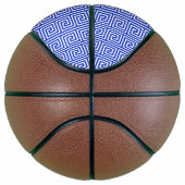 Grieks Meander Key Squares Patroon Blauw Basketbal (Rechts)