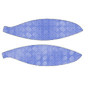 Grieks Meander Key Squares Patroon Blauw Basketbal (Panelen)