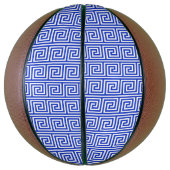 Grieks Meander Key Squares Patroon Blauw Basketbal (Verticaal)