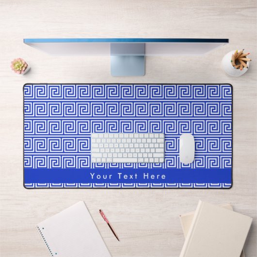 Grieks Meander Key Squares Patroon Blauw Bureaumat (Kantoor 1)