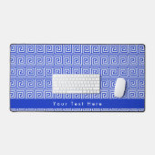 Grieks Meander Key Squares Patroon Blauw Bureaumat (Keyboard & Muis)