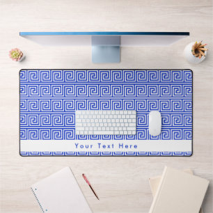 Grieks Meander Key Squares Patroon Blauw Bureaumat