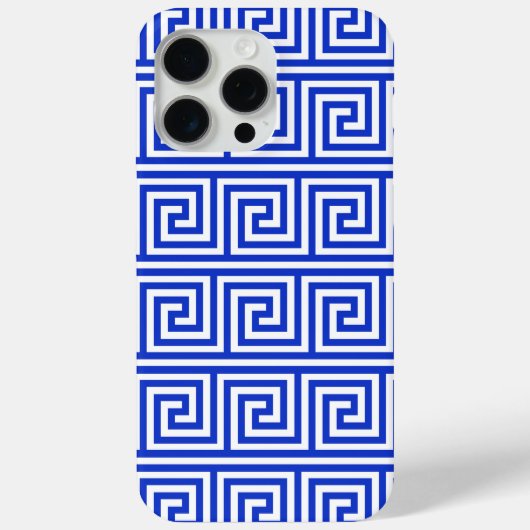 Grieks Meander Key Squares Patroon Blauw Case-Mate iPhone Case (Achterkant)