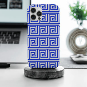 Grieks Meander Key Squares Patroon Blauw iPhone 15 Pro Max Hoesje