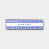 Grieks Meander Key Squares Patroon Blauw Deurbordje (Voorkant)