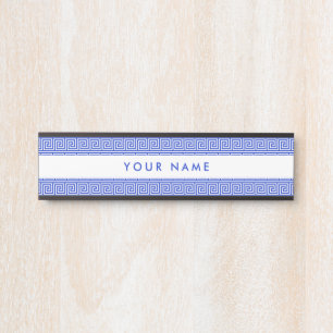 Grieks Meander Key Squares Patroon Blauw Deurbordje