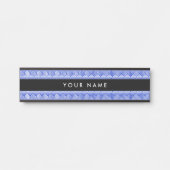 Grieks Meander Key Squares Patroon Blauw Deurbordje (Voorkant)