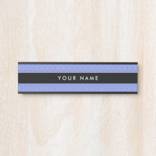 Grieks Meander Key Squares Patroon Blauw Deurbordje