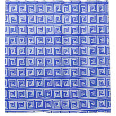 Grieks Meander Key Squares Patroon Blauw Douchegordijn (Voorkant)