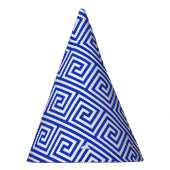 Grieks Meander Key Squares Patroon Blauw Feesthoedjes (Rechts)