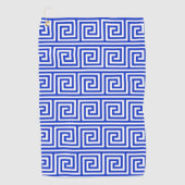 Grieks Meander Key Squares Patroon Blauw Golfhanddoek (Voorkant)