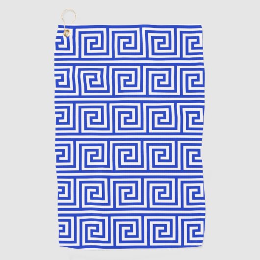 Grieks Meander Key Squares Patroon Blauw Golfhanddoek (Voorkant)