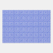 Grieks Meander Key Squares Patroon Blauw Inpakpapier Vel (Voorkant 2)