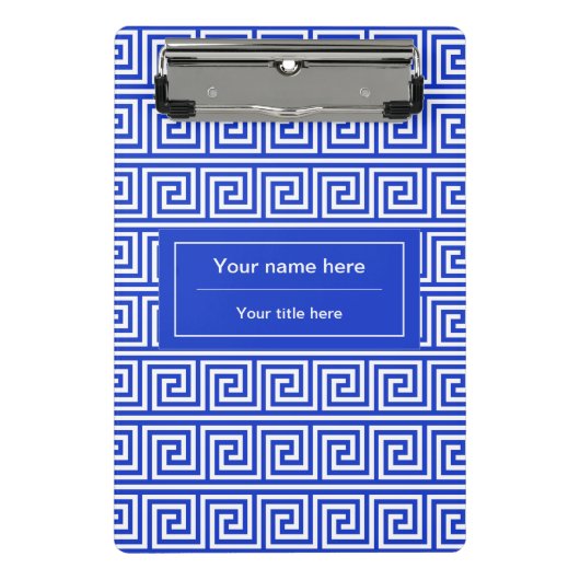 Grieks Meander Key Squares Patroon Blauw Mini Klembord (Voorkant)
